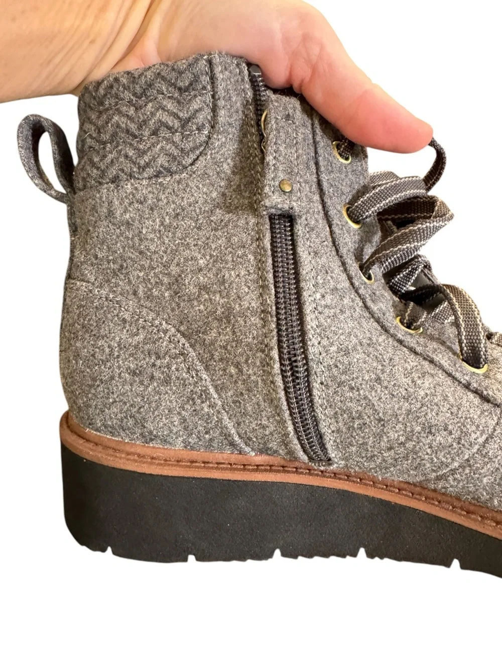 Dr. Scholl's Little Wild Gray Wool-Blend Lace-Up Ankle Boots, Women's 10M